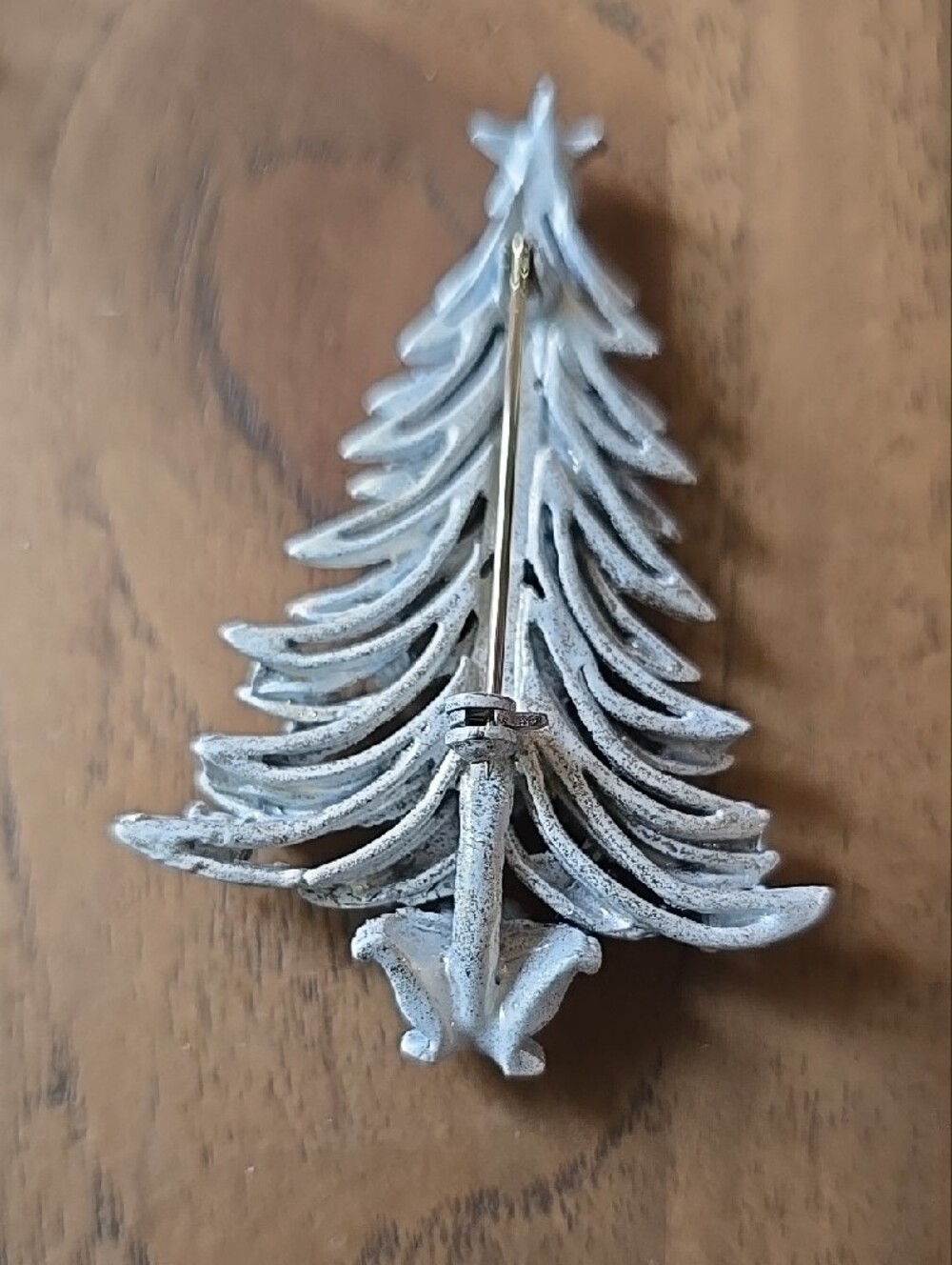 Silver Rhinestone Christmas Tree Brooch - Picture 3 of 3